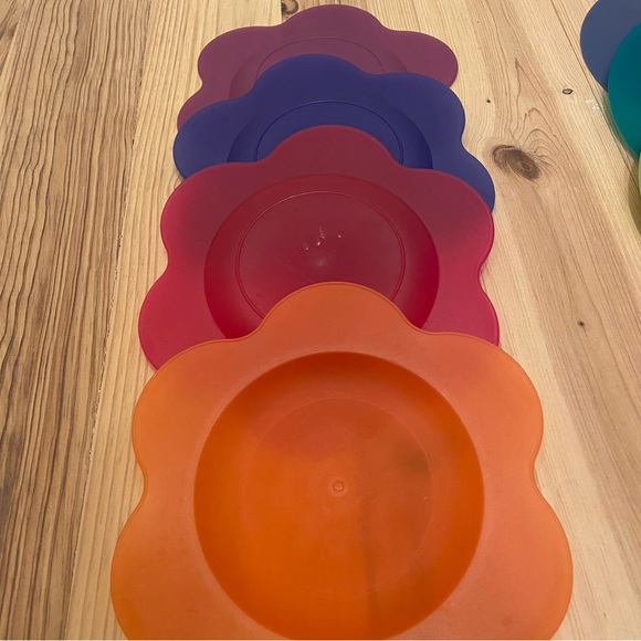 Set of 9 Reusable Plastic Plates - Picture 3 of 5